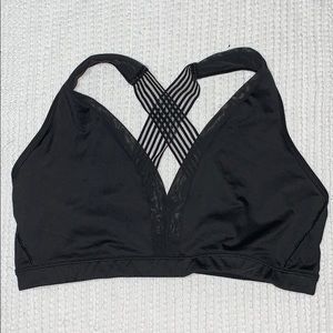Victoria Secret Black Sports Bra Sheer Straps Lrg